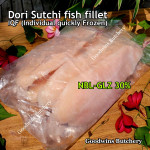 Fish DORI sutchi fillets IQF brand NASUBA Medan NBL 300-400 +/- 11" 28cm/pc - REPACKED (price/pack 700g 2pcs)